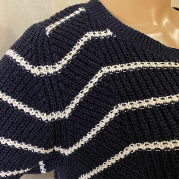 Loft Women’s Sweater Navy blue & White Striped Size L Relaxed Sweater - Picture 11 of 16